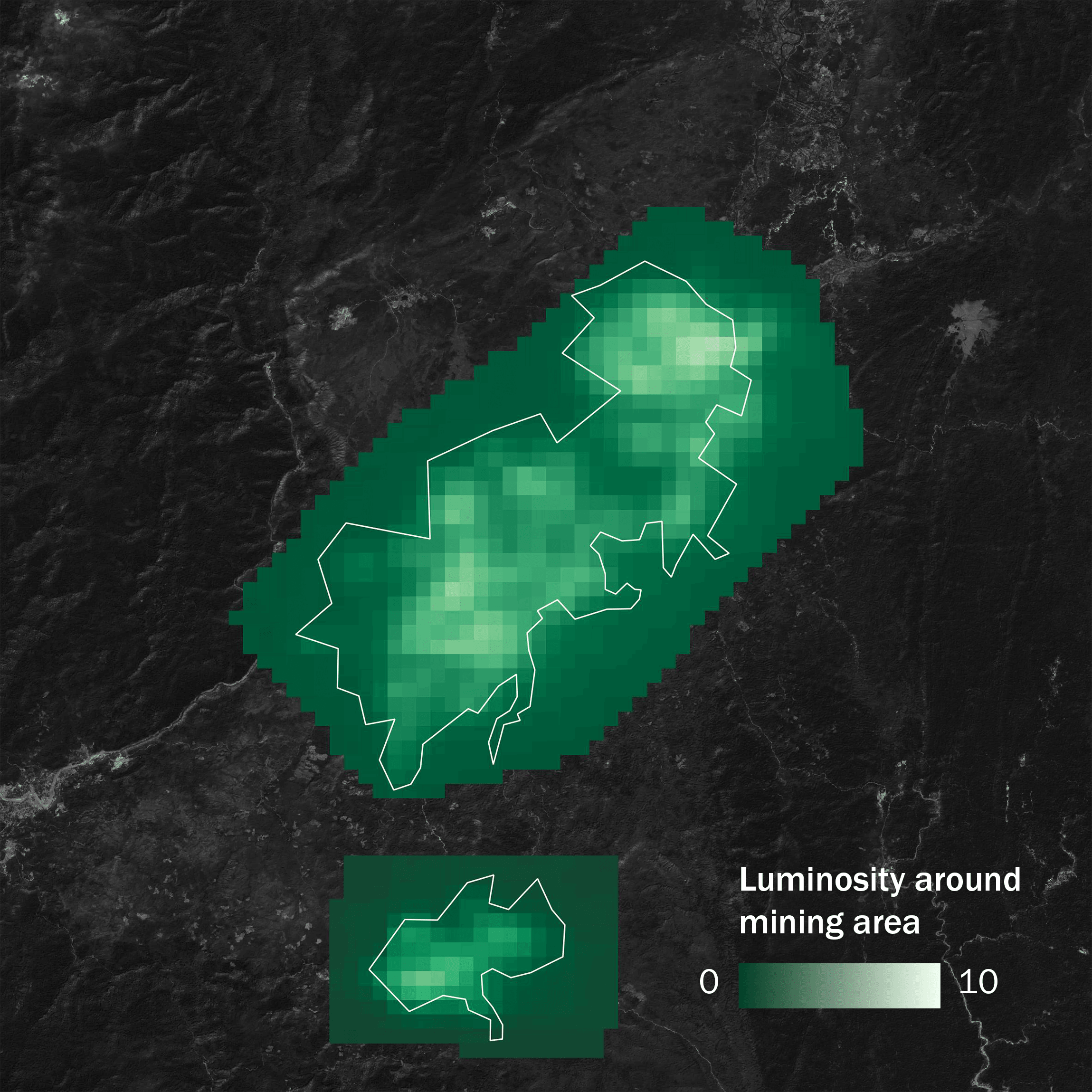 Night-light imagery of Hpakant in 2021