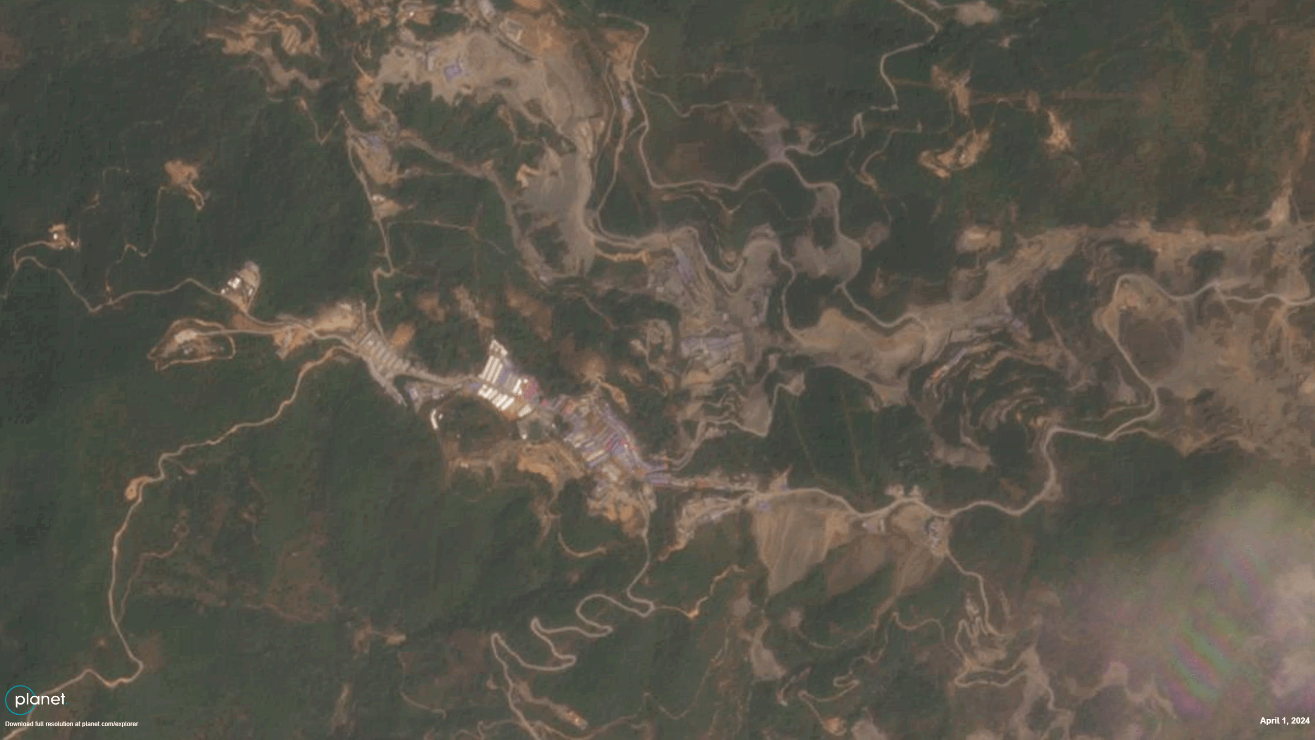 Satellite view of the Man Maw site in 2024